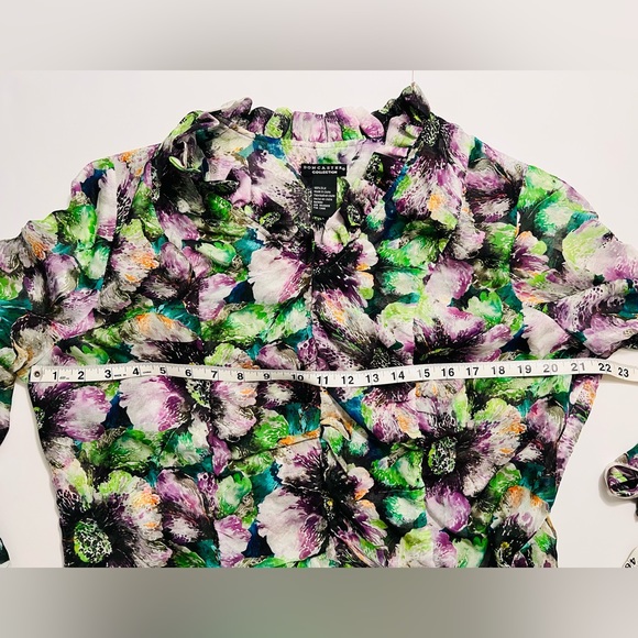 Doncaster 100% Silk Lines Floral Blouse size XL 18 - Picture 3 of 6